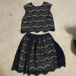 Beautiful Two Lace Piece Set, Black and Nude, Women’s Size 4, Great Condition!